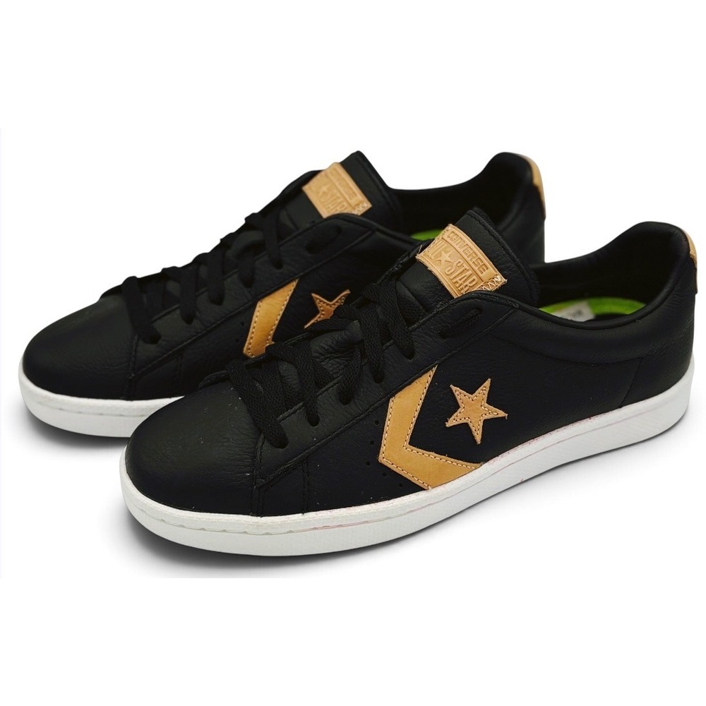Converse Pro Leather 76 OX Mens US 9 Womens 10.5 Shoes Black Tan Leather 155667C